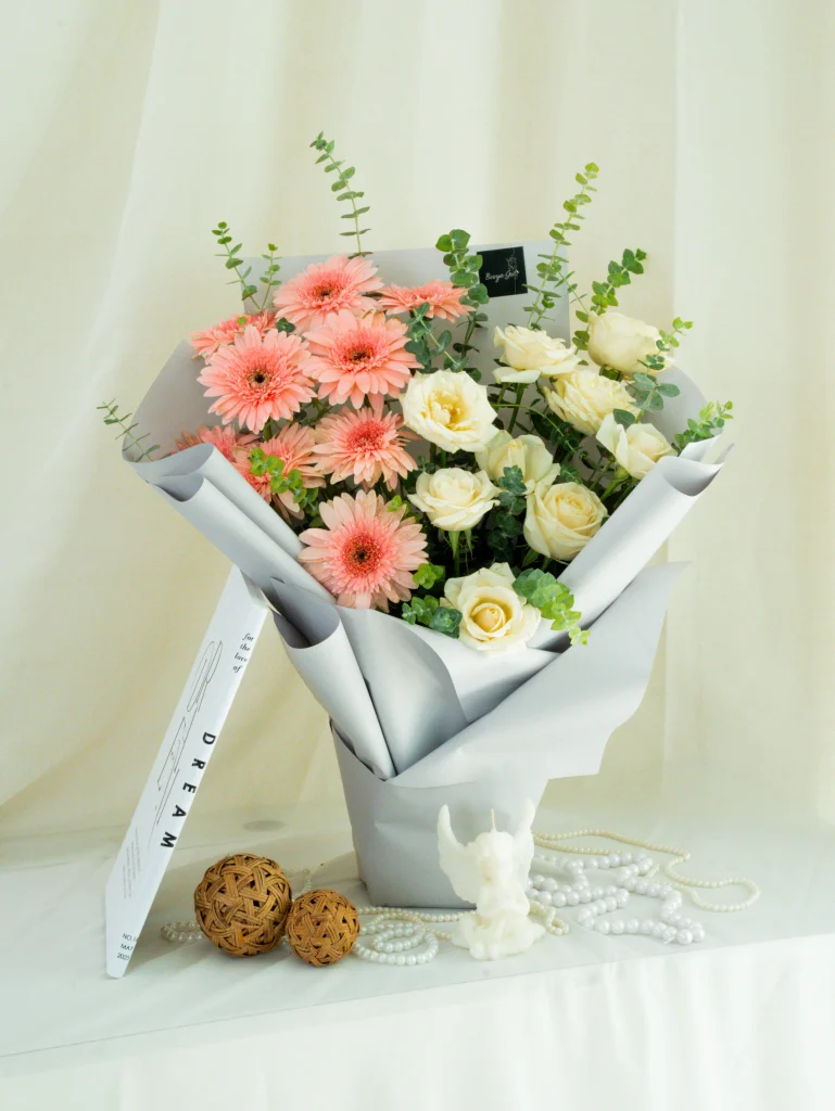 دسته گل یکطرفه باکسی شیرین